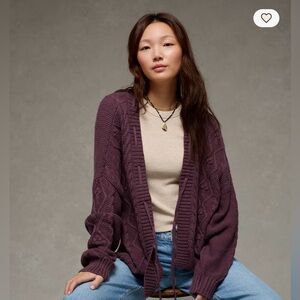 Open Front Cable Cardigan